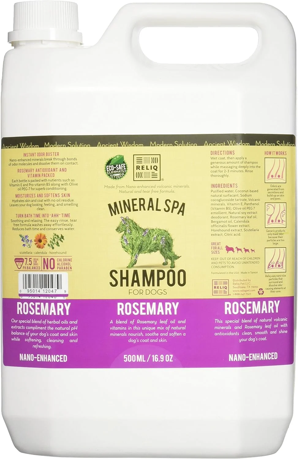 شامپو سگ RELIQ Mineral SPA، گالن، رزماری