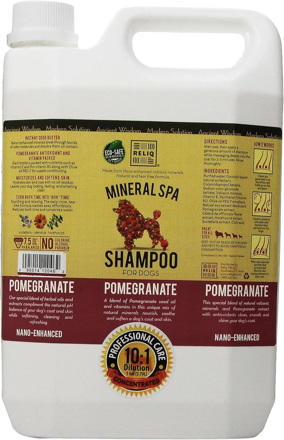 شامپو سگ RELIQ Mineral SPA، یک گالن، انار