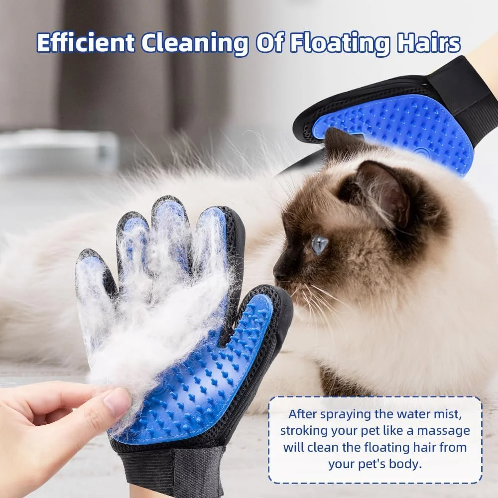 دستکش نظافت شارژی حیوانات خانگی برای سگ، گربه و خرگوش، دستکش خود تمیز شونده حذف مو، برس موگیری برای موهای بلند و کوتاه، دستکش ماساژ نرم برای کنترل ریزش مو و سلامت پوشش
