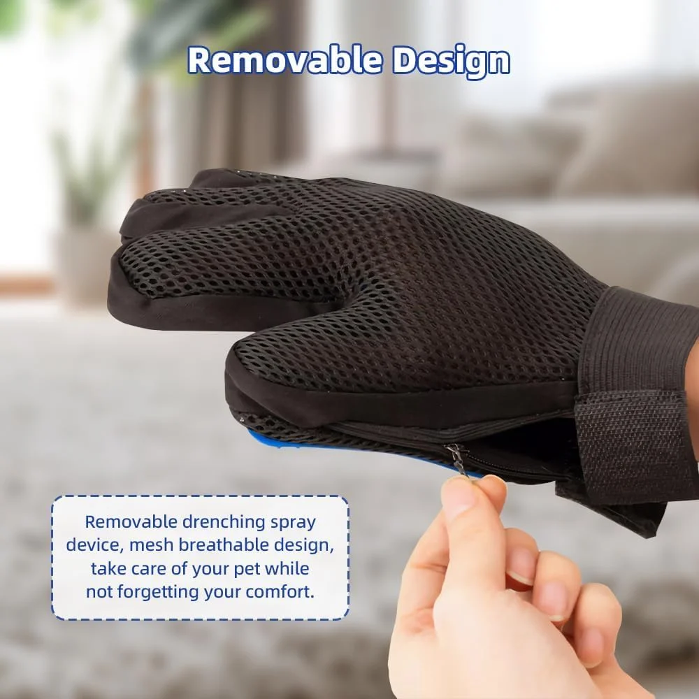 دستکش نظافت شارژی حیوانات خانگی برای سگ، گربه و خرگوش، دستکش خود تمیز شونده حذف مو، برس موگیری برای موهای بلند و کوتاه، دستکش ماساژ نرم برای کنترل ریزش مو و سلامت پوشش