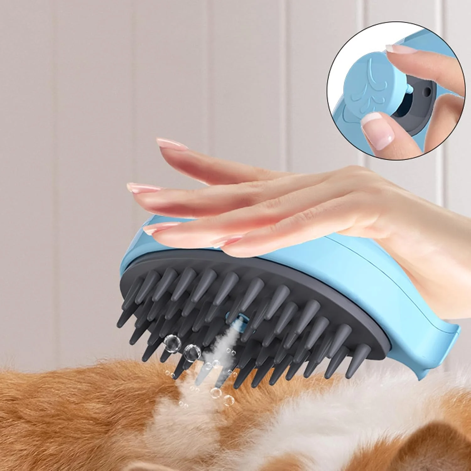 برس مه پاش گربه، برس موی گربه 4 در 1، شانه نظافت شارژی برای تمیز کردن، مراقبت، ماساژ، حمام کردن و دوش گرفتن در داخل خانه