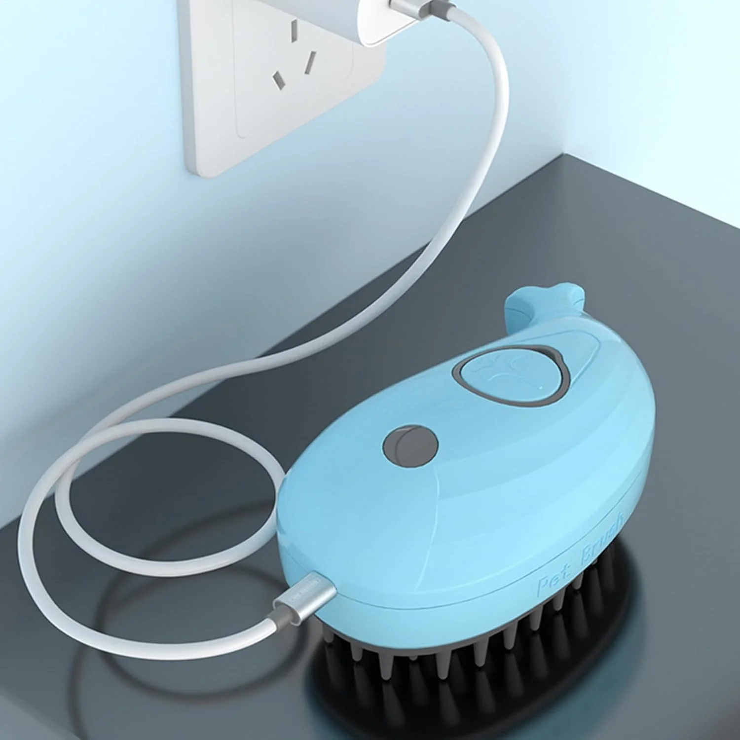 برس مه پاش گربه، برس موی گربه 4 در 1، شانه نظافت شارژی برای تمیز کردن، مراقبت، ماساژ، حمام کردن و دوش گرفتن در داخل خانه