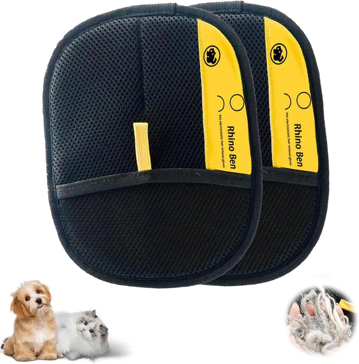 رافلتا، ست 2 عددی دستکش مو جمع کن حیوانات خانگی، دستکش الکترواستاتیک مو جمع کن، مناسب سگ و گربه، دستکش نظافت گربه برای جمع آوری مو، دستکش مو جمع کن حیوانات خانگی قابل استفاده مجدد (2 عدد)