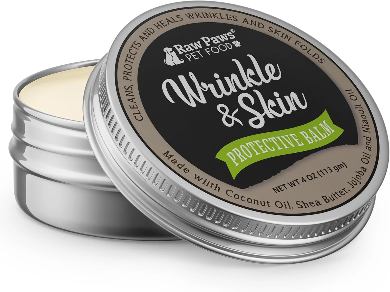 بالم چروک و پوست سگ Raw Paws، 4 اونس - بالم طبیعی چروک برای سگ ها، خمیر چروک برای بولداگ ها - کرم چروک صورت سگ، مراقبت از چین های پوستی برای سگ ها - پاک کننده جیب دم سگ، پماد التیام بخش سگ
