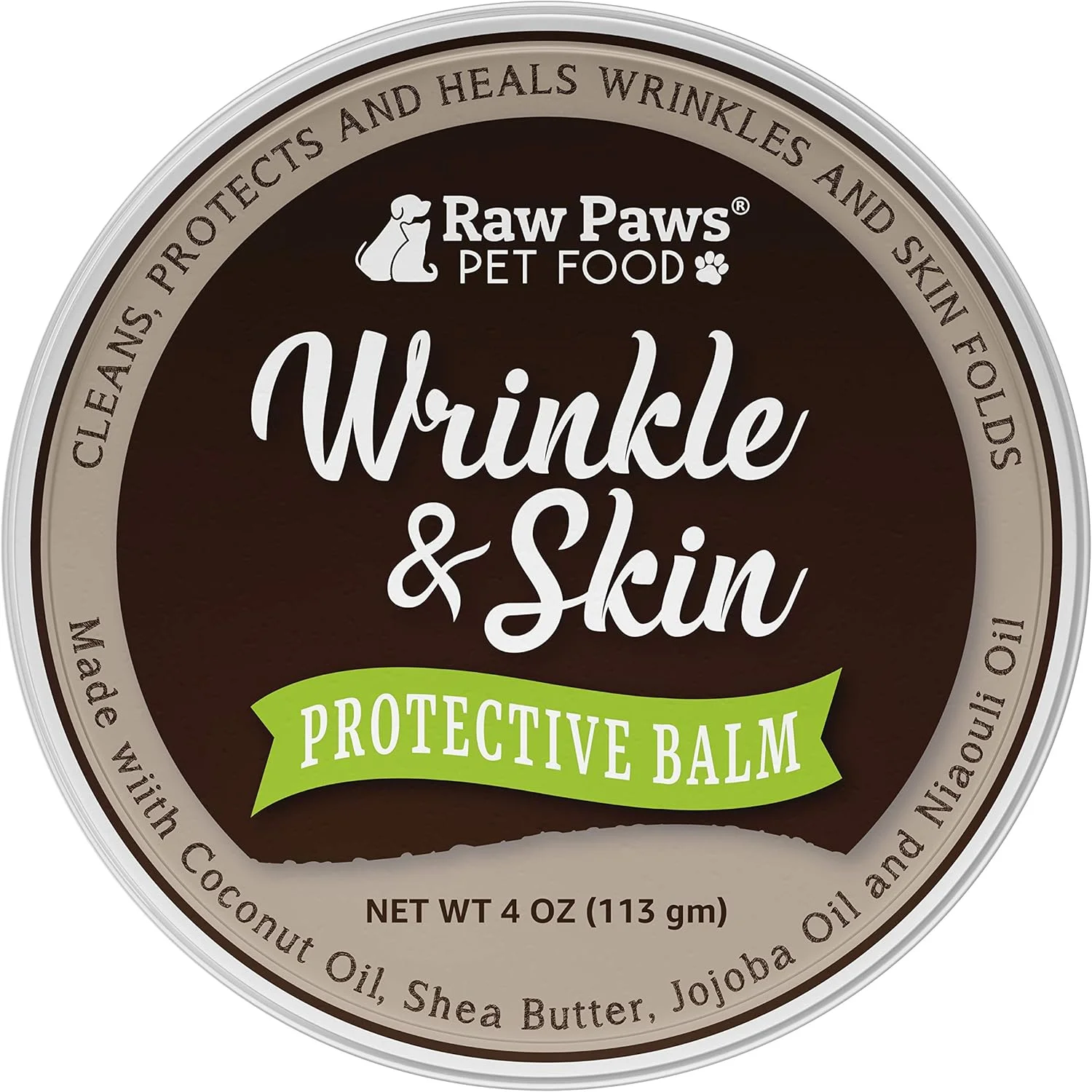 بالم چروک و پوست سگ Raw Paws، 4 اونس - بالم طبیعی چروک برای سگ ها، خمیر چروک برای بولداگ ها - کرم چروک صورت سگ، مراقبت از چین های پوستی برای سگ ها - پاک کننده جیب دم سگ، پماد التیام بخش سگ