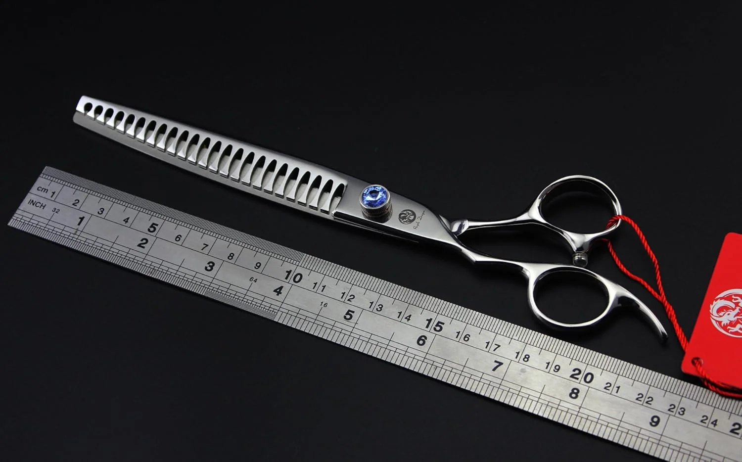 قیچی آرایشگری سگ و حیوانات خانگی حرفه ای 8.0 اینچی اژدهای بنفش مخصوص دست چپ و قیچی منحنی رو به پایین و قیچی چانکر به همراه کیف - برای آرایشگران حیوانات خانگی چپ دست یا استفاده خانگی