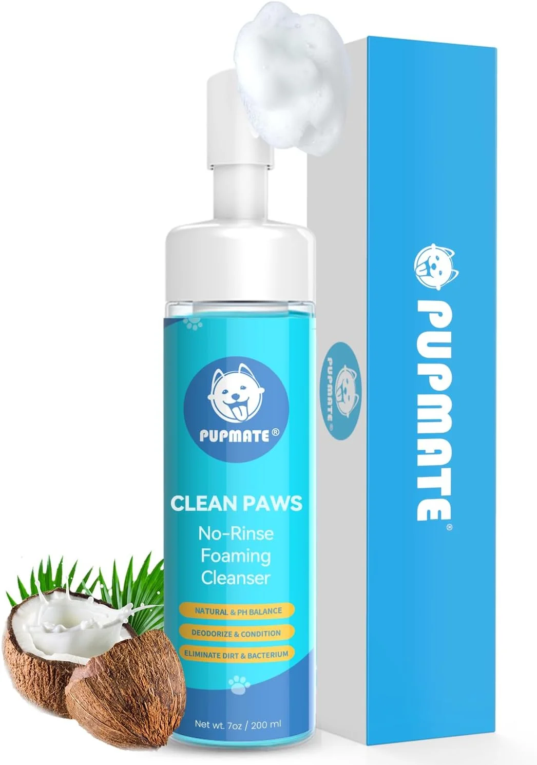 تمیز کننده پنجه سگ و گربه PUPMATE، شامپو بدون نیاز به آبکشی، برس سیلیکونی برای تمیز کردن پای حیوانات خانگی، رایحه گل رز، 200 میلی لیتر، شامپو حیوانات خانگی با طراحی منحصر به فرد