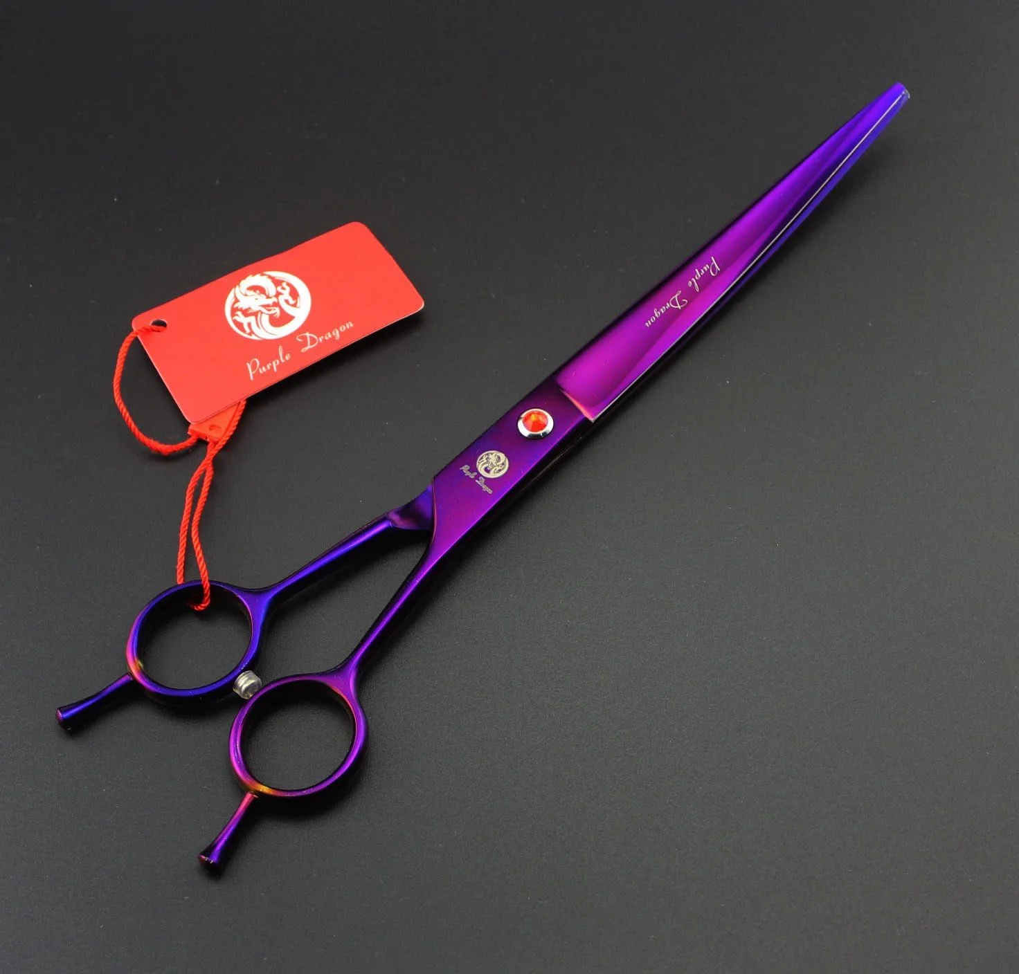 قیچی آرایشگری حرفه ای سگ و گربه اژدهای بنفش 8 اینچی 3 در 1 - قیچی های منحنی رو به بالا و قیچی برش موی سگ - ایده آل برای آرایشگران حیوانات خانگی یا استفاده خانگی