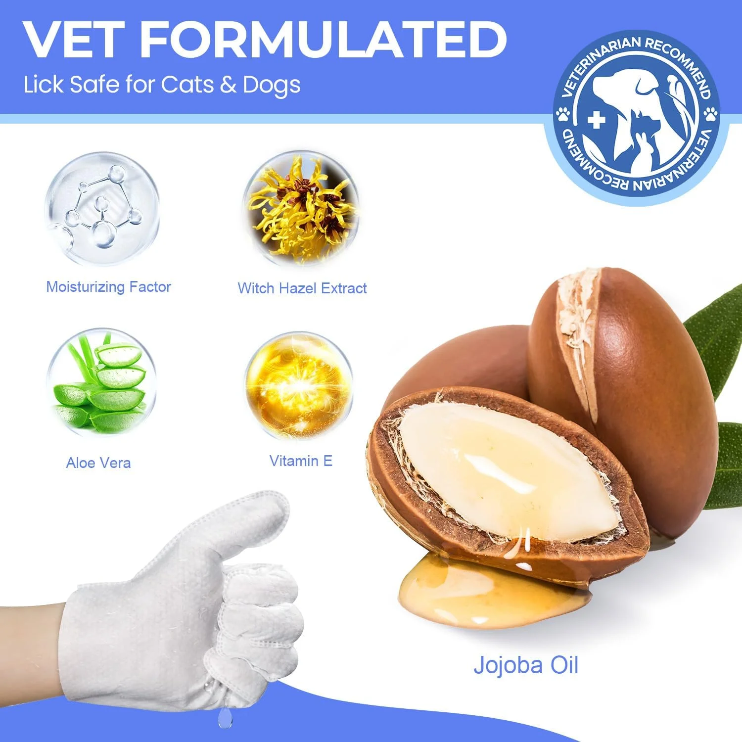 دستمال مرطوب دستکشی تمیز کننده حیوانات خانگی PUPMATE برای سگ و گربه، دستمال مرطوب حمام یکبار مصرف ضد حساسیت و خوشبو کننده، دستمال مرطوب نظافت بدون نیاز به آبکشی، بسیار ضخیم، ایده آل برای تمیز کردن خشک حیوانات خانگی، مراقبت روزانه و مسافرت، 24 عدد