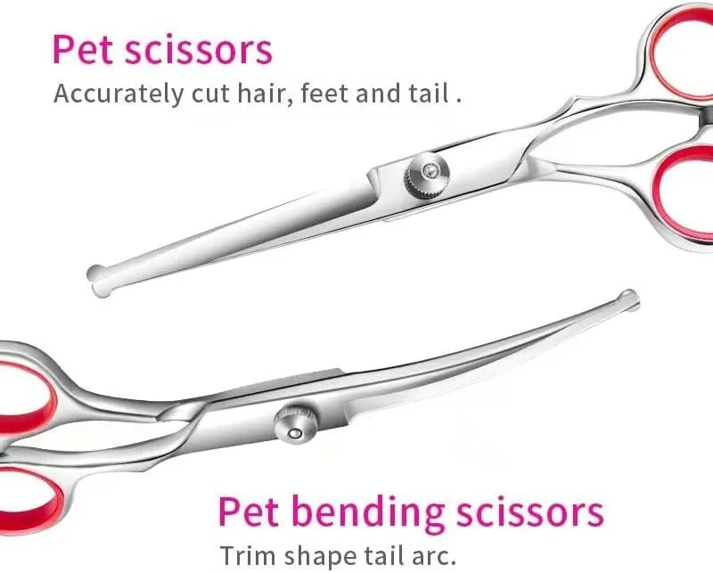 قیچی سگ AIDALEE Professional 4CR استیل ضد زنگ با نوک گرد ایمن 5 در 1 برای آرایش حیوانات خانگی، قیچی آرایش حیوانات خانگی با روکش تیتانیوم سنگین برای سگ، گربه و سایر حیوانات قیچی سگ AIDALEE Professional 4CR استیل ضد زنگ با نوک گرد ایمن 5 در 1 برای آرایش حیوانات خانگی، قیچی آرایش حیوانات خانگی با روکش تیتانیوم سنگین برای سگ، گربه و سایر حیوانات