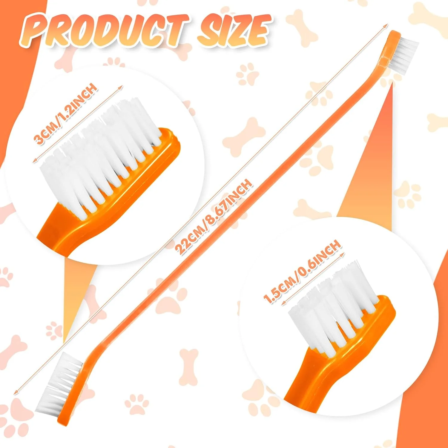 پوچن 100 عدد مسواک سگ دو سر مسواک حیوانات خانگی با موهای نرم دسته بلند مسواک دو طرفه برای سگ ها مسواک نظافت سگ برای تمیز کردن دندان های بزرگ و کوچک توله سگ مراقبت از دهان و دندان، 10 رنگ