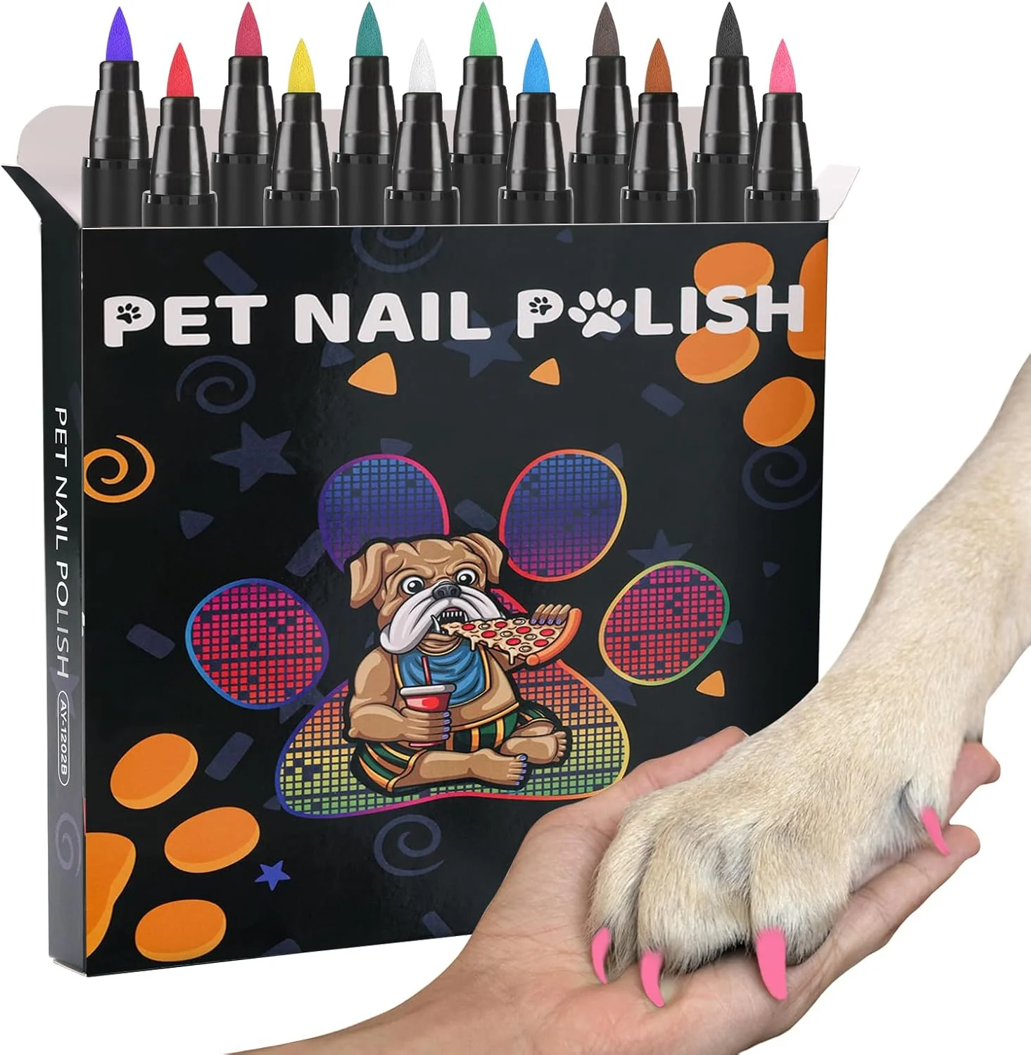 لاک ناخن سگ، 12 رنگ لاک ناخن خشک شونده سریع حیوانات خانگی، لاک ناخن ایمن برای سگ، هدیه ایده آل برای سگ ها و حیوانات خانگی
