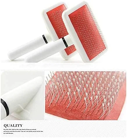 برس موی محبوب گربه و سگ، ابزار نظافت شانه برس سوزنی حیوانات خانگی سگ قرمز سبز کارخانه باز کردن گره حالت دهی سالم، 2 عدد