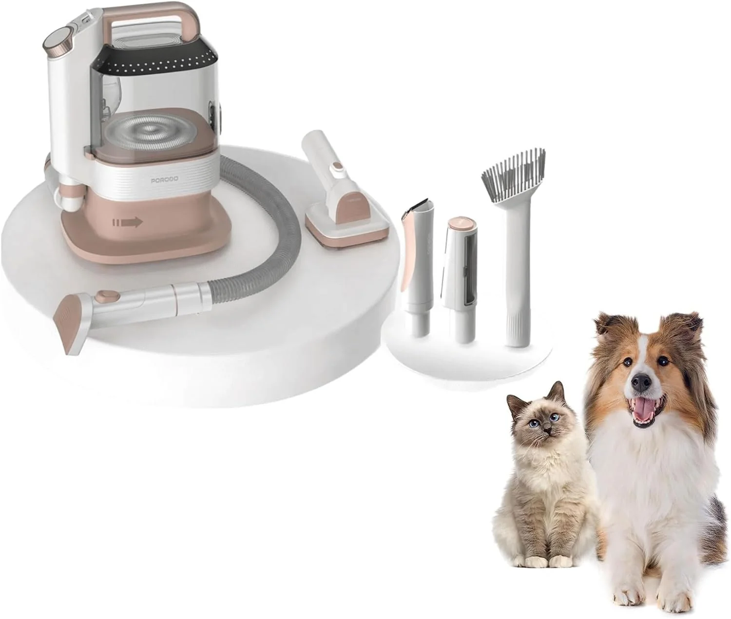 کیت پیرایش حیوانات خانگی Porodo، ماشین اصلاح و جاروبرقی، باتری 2000mAh، مخزن مو و گرد و غبار 3.2 لیتری، مکش قدرتمند 13500Pa، صدای کم، کیت آرایشگری چند منظوره برای گربه ها و سگ ها