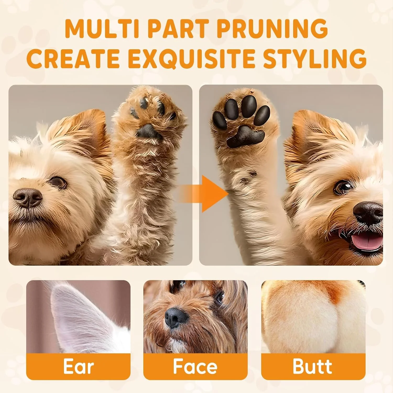 ماشین اصلاح موی حیوانات خانگی PINKE، ماشین اصلاح پنجه سگ، ماشین اصلاح برقی سگ، ابزار حذف مو ماشین اصلاح قابل شارژ با نور LED برای اصلاح مو، گوش، کفل، صورت، چشم