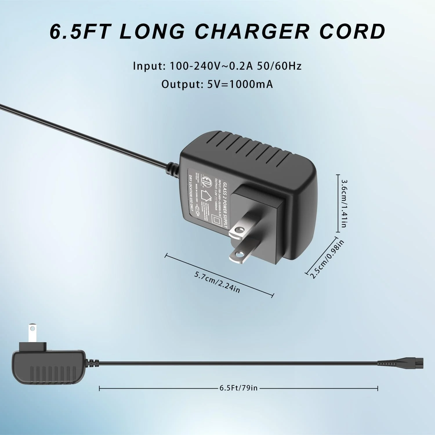 شارژر جایگزین Pinkind سازگار با ماشین اصلاح oneisall و SUPRENT، کابل شارژر مخصوص حیوانات خانگی، 2 متر، مشکی، دارای گواهی CE
