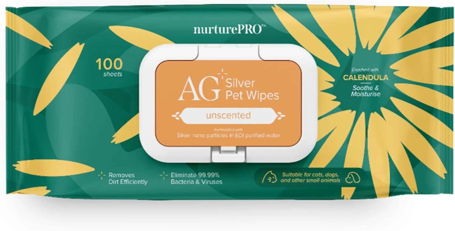 دستمال مرطوب حیوانات خانگی Nurture Pro AG+ Silver - 100 عدد بدون رایحه
