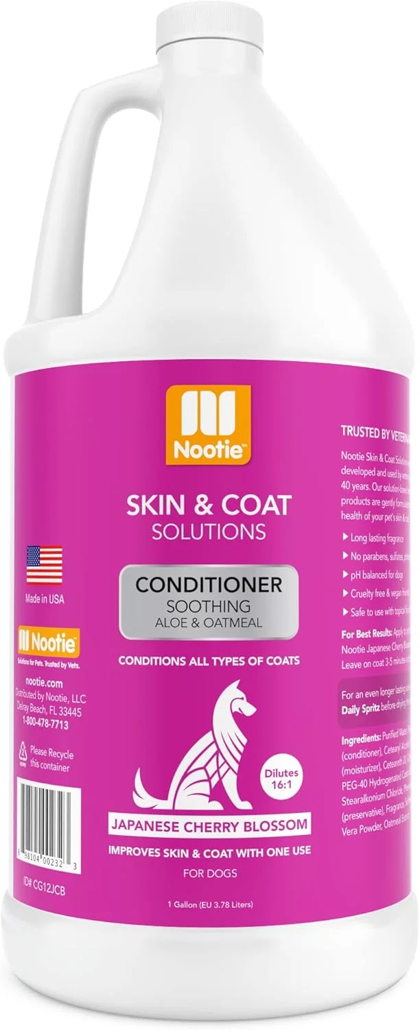 نرم کننده تسکین دهنده آلوئه ورا و جو دوسر سگ و گربه نوتی، رایحه شکوفه گیلاس ژاپنی - حجم گالن