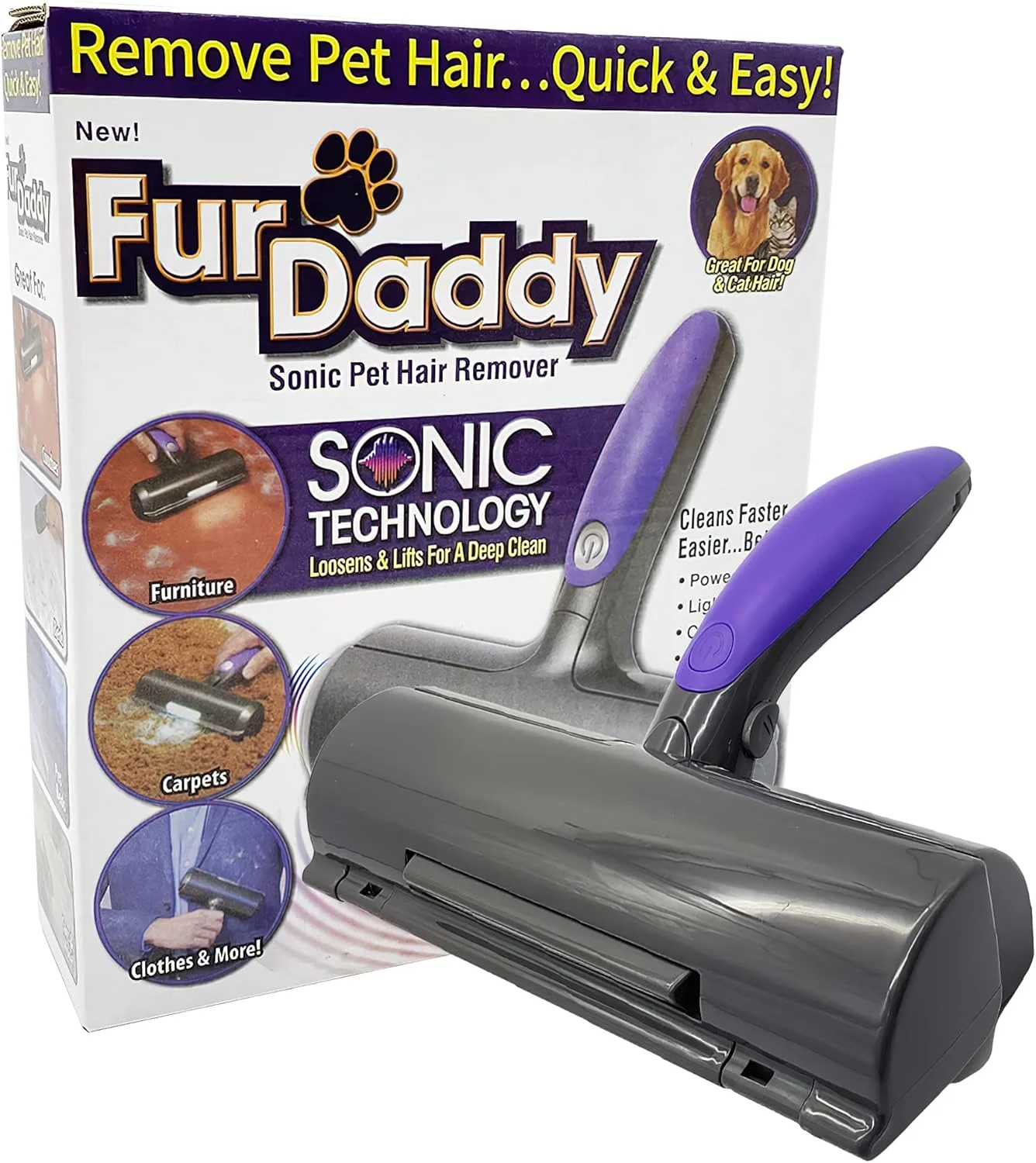 غلتک موی حیوانات خانگی NC Furdaddy Sonic، از بین برنده موی سگ، از بین برنده موی گربه، از بین برنده موی حیوانات خانگی