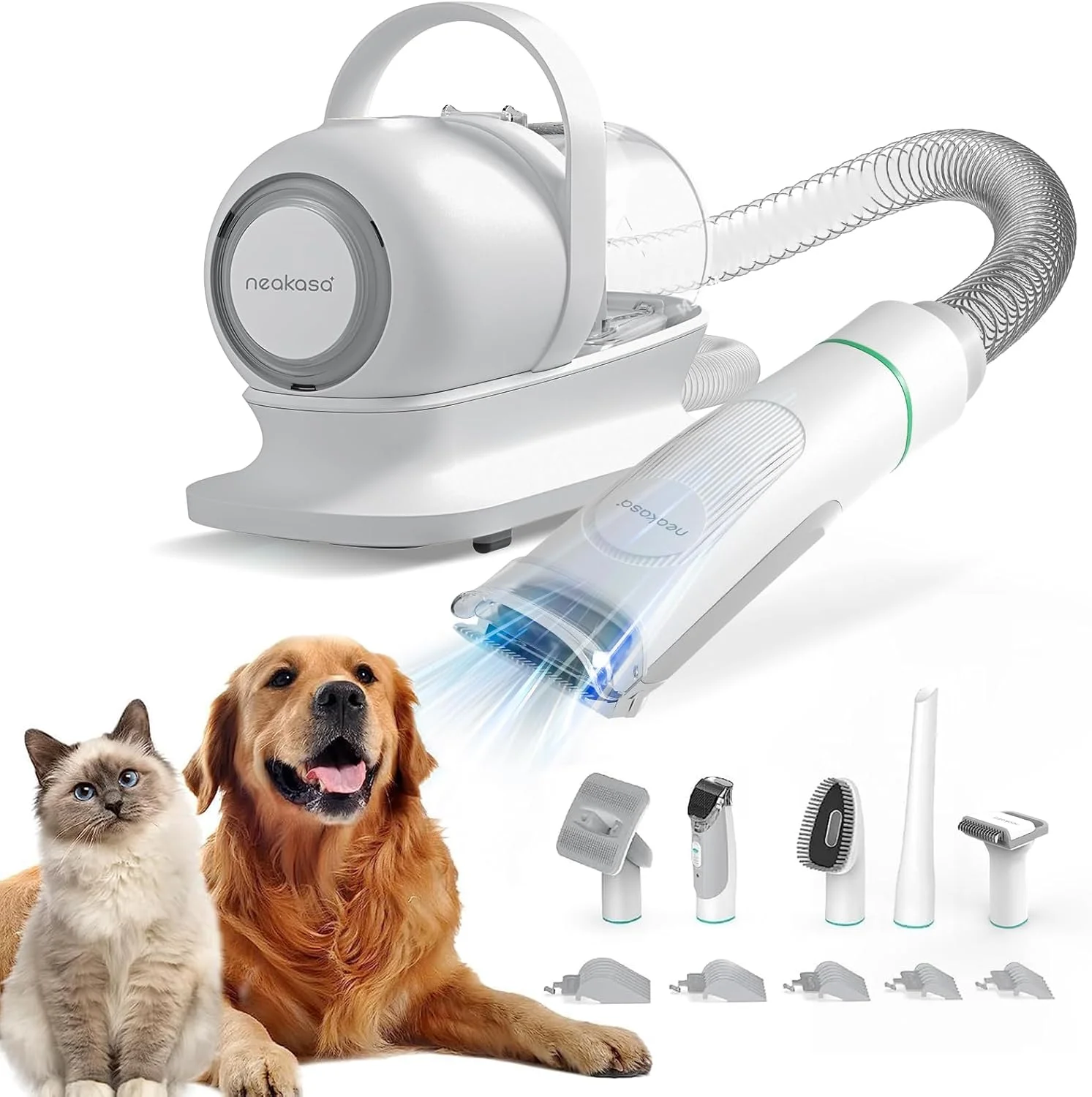 کیت نظافت حیوانات خانگی Neabot Neakasa P1 Pro و مکش 99% موی حیوانات خانگی، ماشین اصلاح حرفه ای با 5 ابزار نظافت اثبات شده برای سگ ها، گربه ها و سایر حیوانات