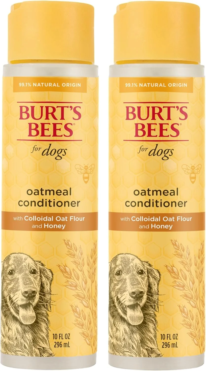 نرم کننده طبیعی جو دوسر سگ Burt's Bees حاوی آرد جو دوسر کلوئیدی و عسل | شامپو توله سگ و سگ، 10 اونس - 2 بسته (FF4776AMZ2)