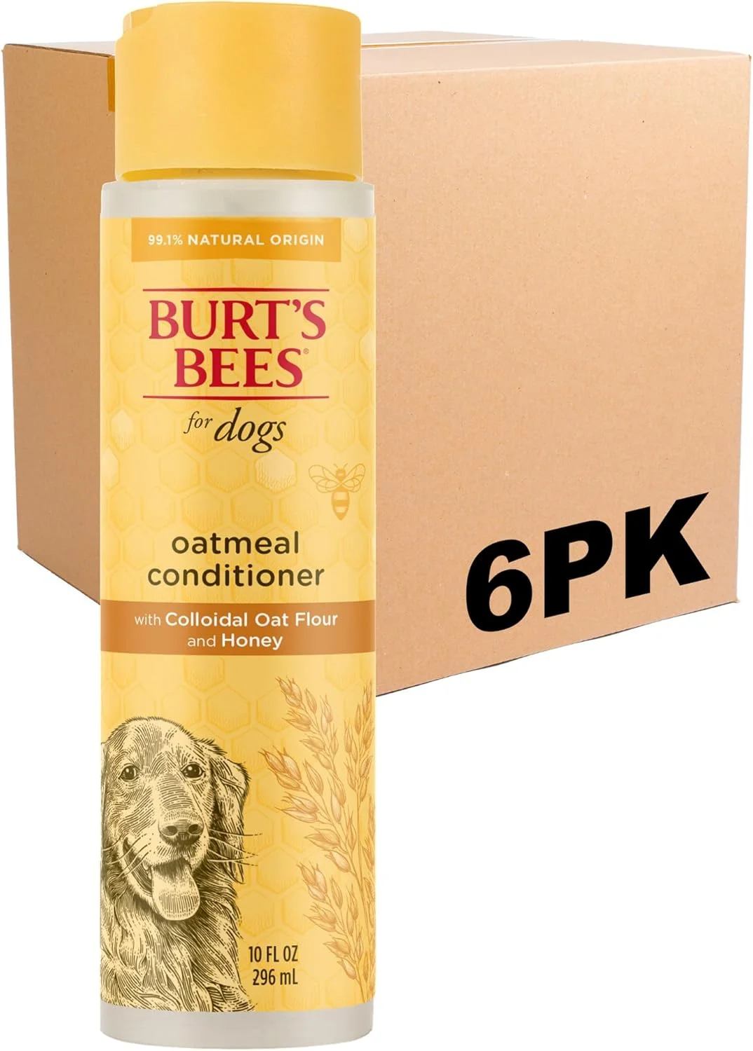 نرم کننده طبیعی جو دوسر سگ ها با آرد جو دوسر کلوئیدی و عسل از Burt's Bees for Pets | شامپو سگ، 295 میلی لیتر - بسته 6 عددی (FF4776CP6)