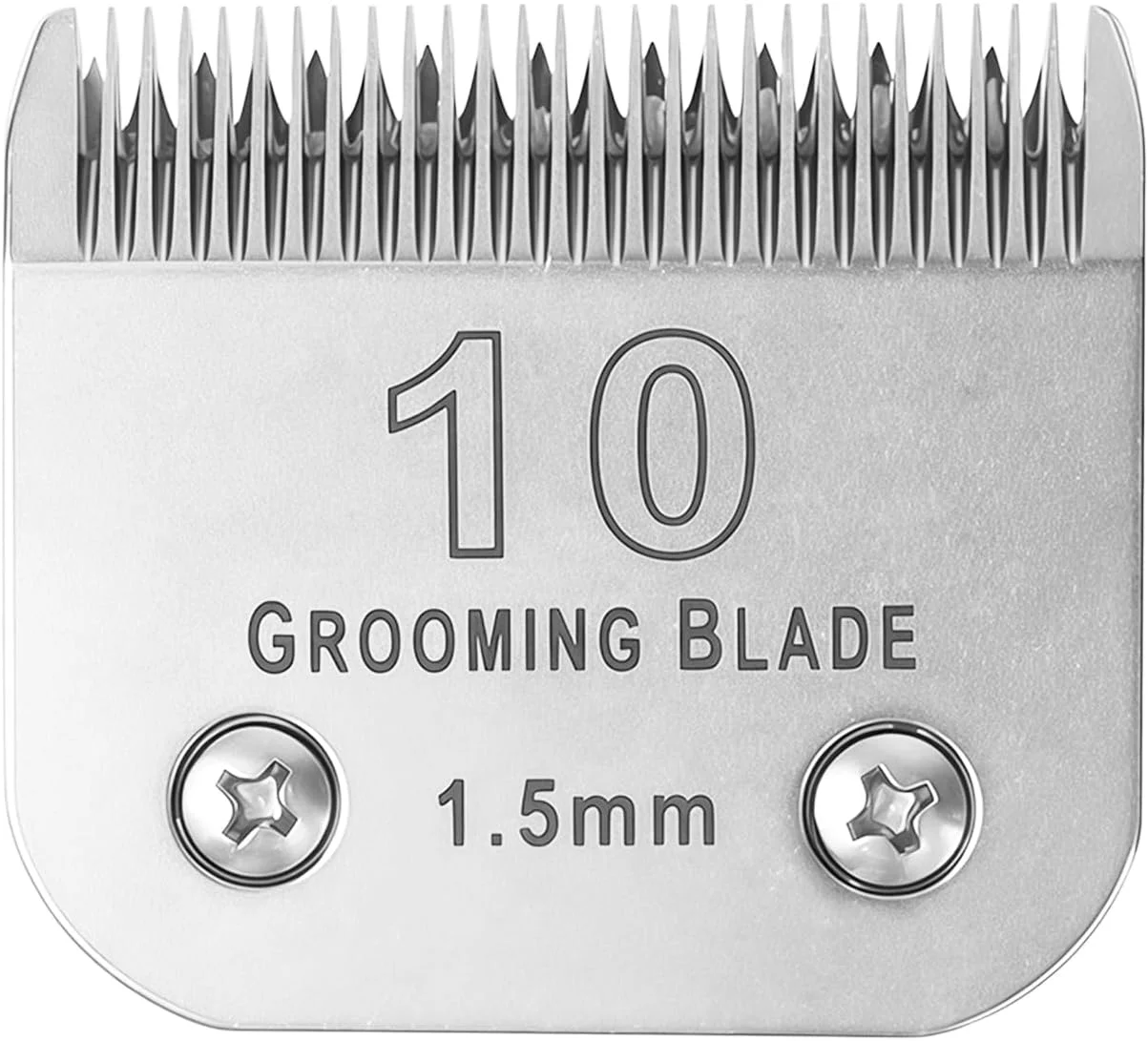 تیغه های جداشدنی سایز 10 برای پیرایش سگ، سازگار با ماشین اصلاح های Andis، Oster A5، Wahl KM10 Series، طول برش 1.5 میلی متر، نقره ای (10#1.5mm، 1 عدد)