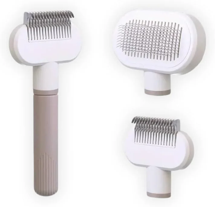 برس حیوانات خانگی MAX-EMA مدل 2 در 1 برای ریزش مو و نظافت - ابزار حذف موی سگ، برس گربه برای موهای کوتاه و بلند، برس حیوانات خانگی ایمن و ملایم روی پوست حیوانات خانگی، موهای شل و گره خورده را از بین می برد.