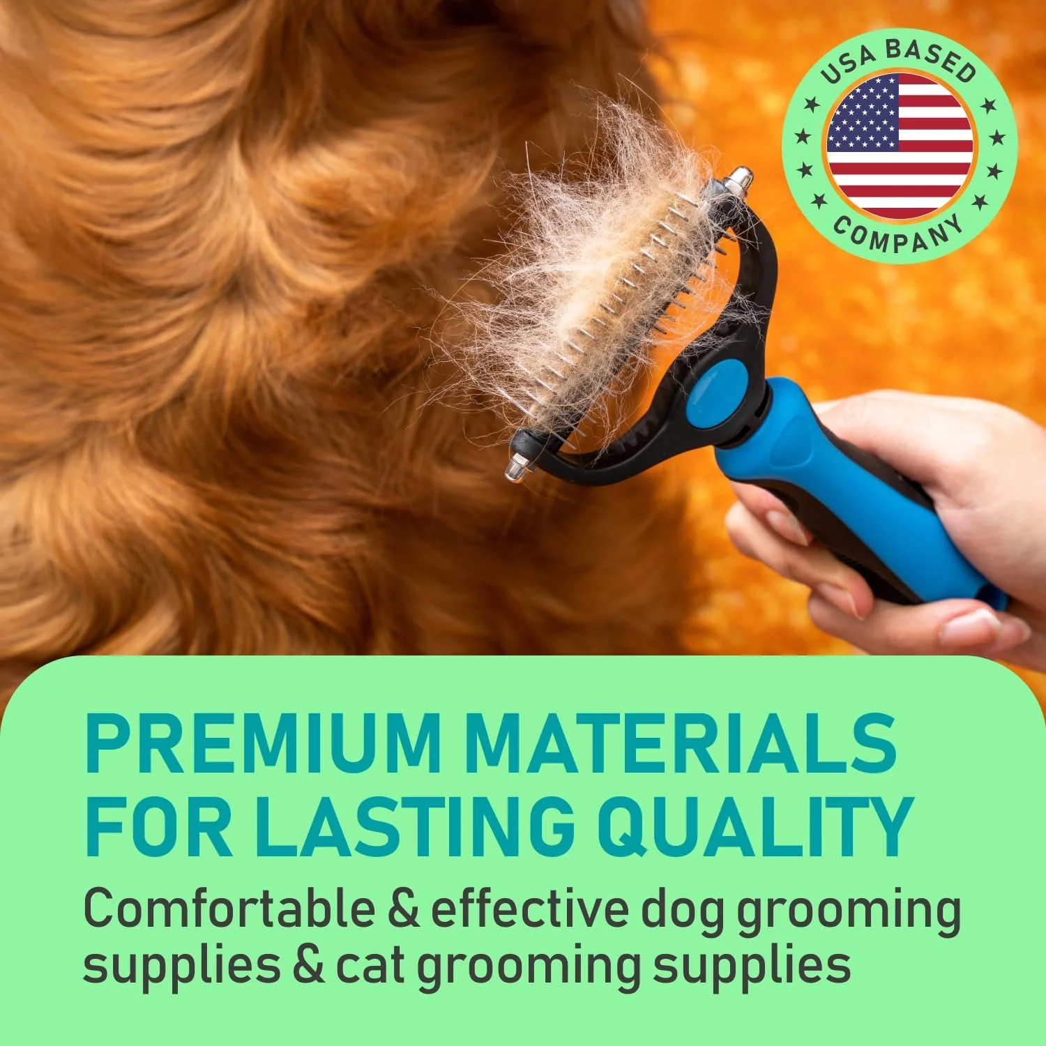 برس نظافت حیوانات خانگی مکس پاور پلنت - شانه دو طرفه ریزش مو و گره باز کن زیرپوشش برای سگ ها و گربه ها، فوق العاده عریض، آبی، برس نظافت سگ، برس ریزش موی سگ