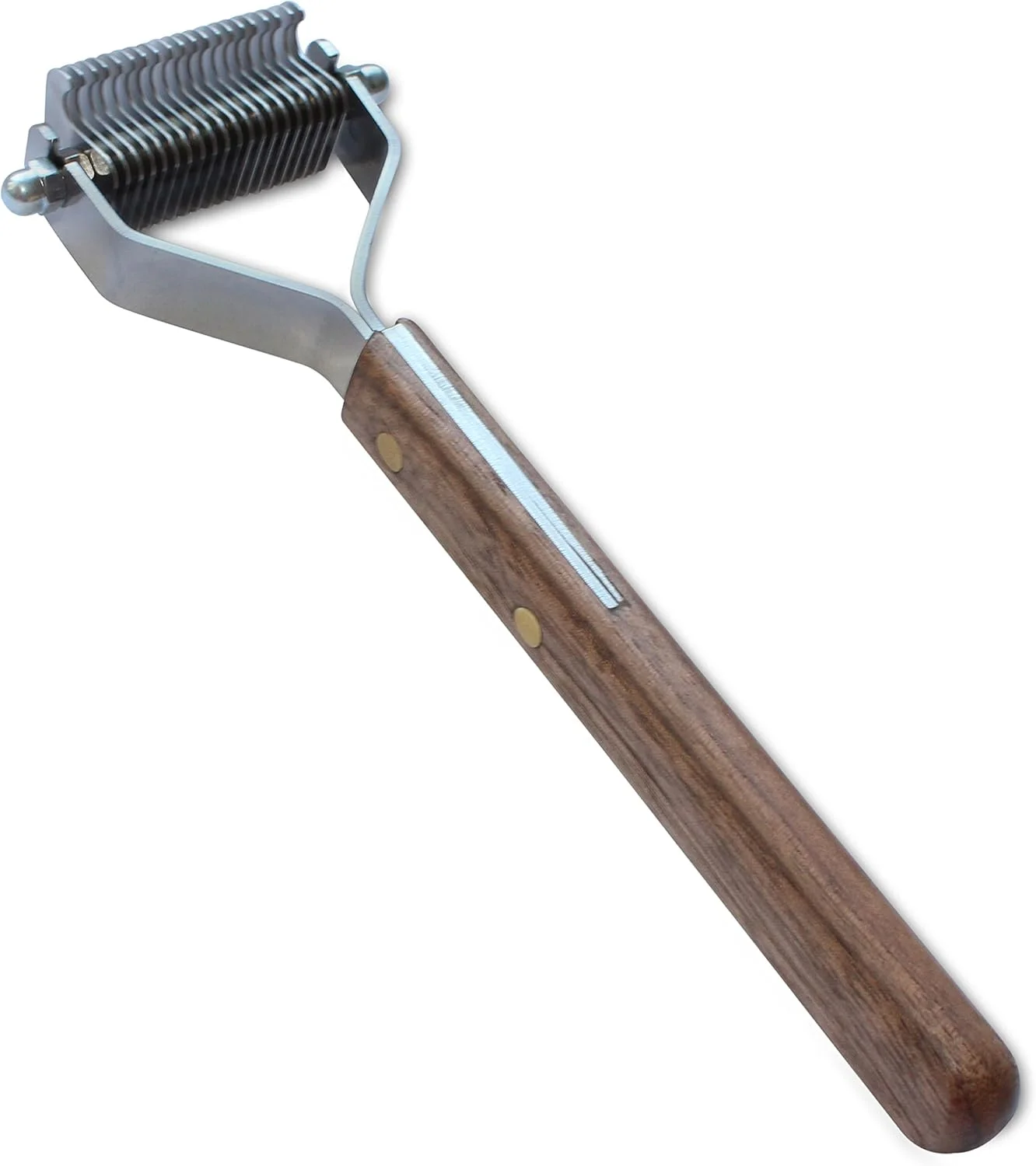 ابزار شانه و برس سگ و گربه مارس کوت کینگ، تیغه های کند، مناسب باز کردن گره و از بین بردن موهای زیرین، دسته چوبی، ساخته شده در آلمان، 20 تیغه استیل ضد زنگ