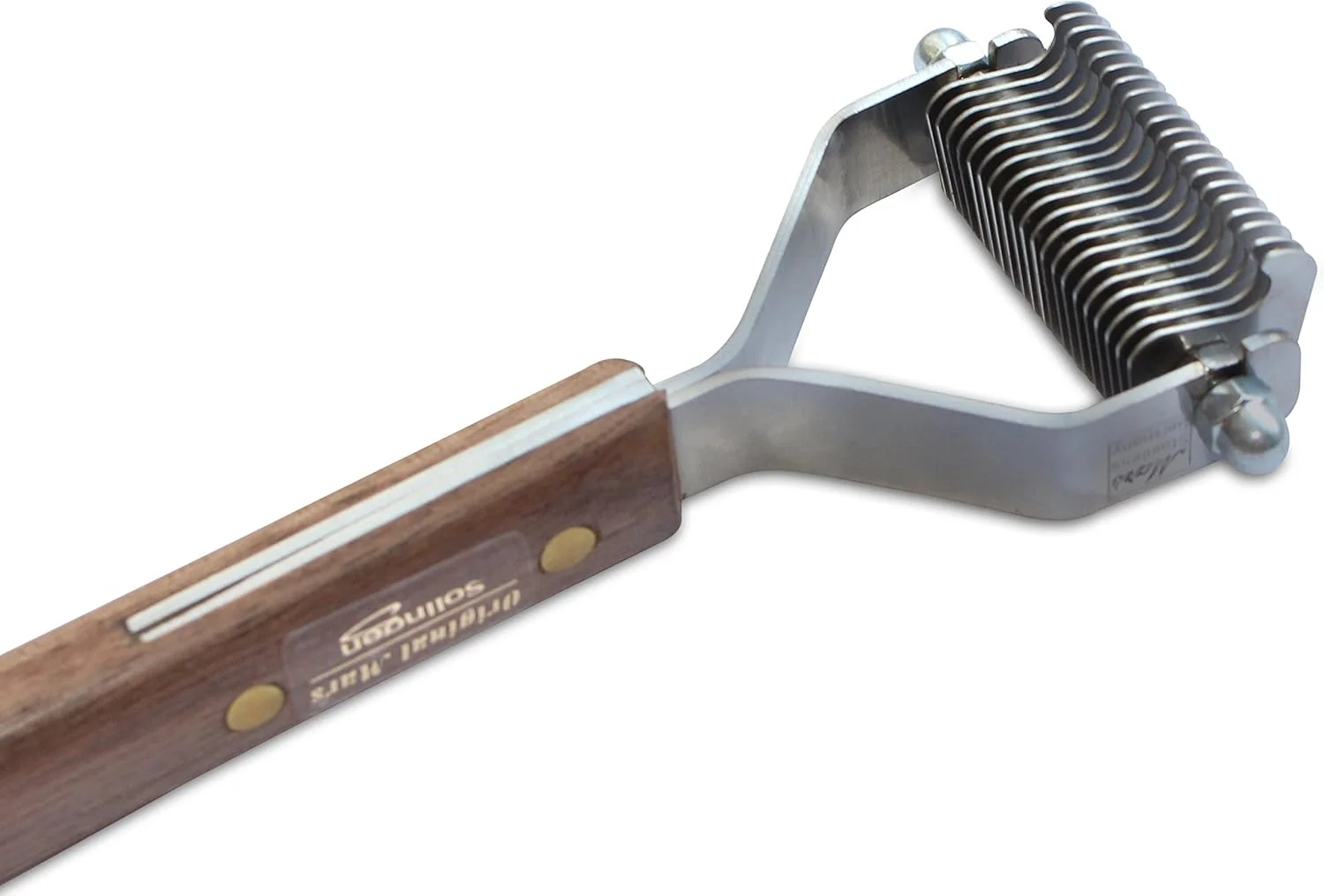 ابزار شانه و برس سگ و گربه مارس کوت کینگ، تیغه های کند، مناسب باز کردن گره و از بین بردن موهای زیرین، دسته چوبی، ساخته شده در آلمان، 20 تیغه استیل ضد زنگ