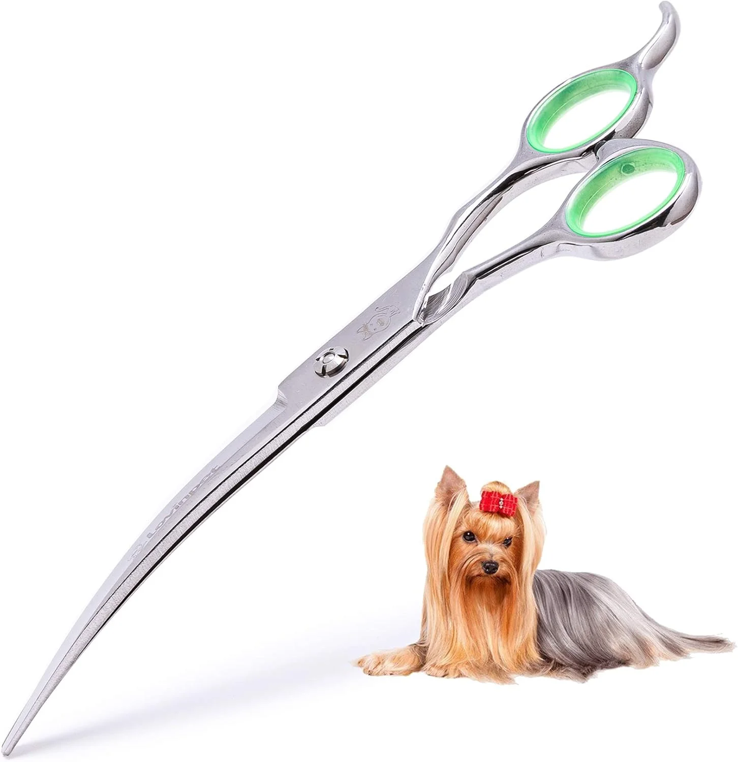 قیچی آرایشگری حیوانات خانگی LovinPet، قیچی حرفه ای سگ و گربه با نوک گرد، تیغه های استیل ضد زنگ قوی و تیز، ابزار برش منحنی و صاف کننده سنگین