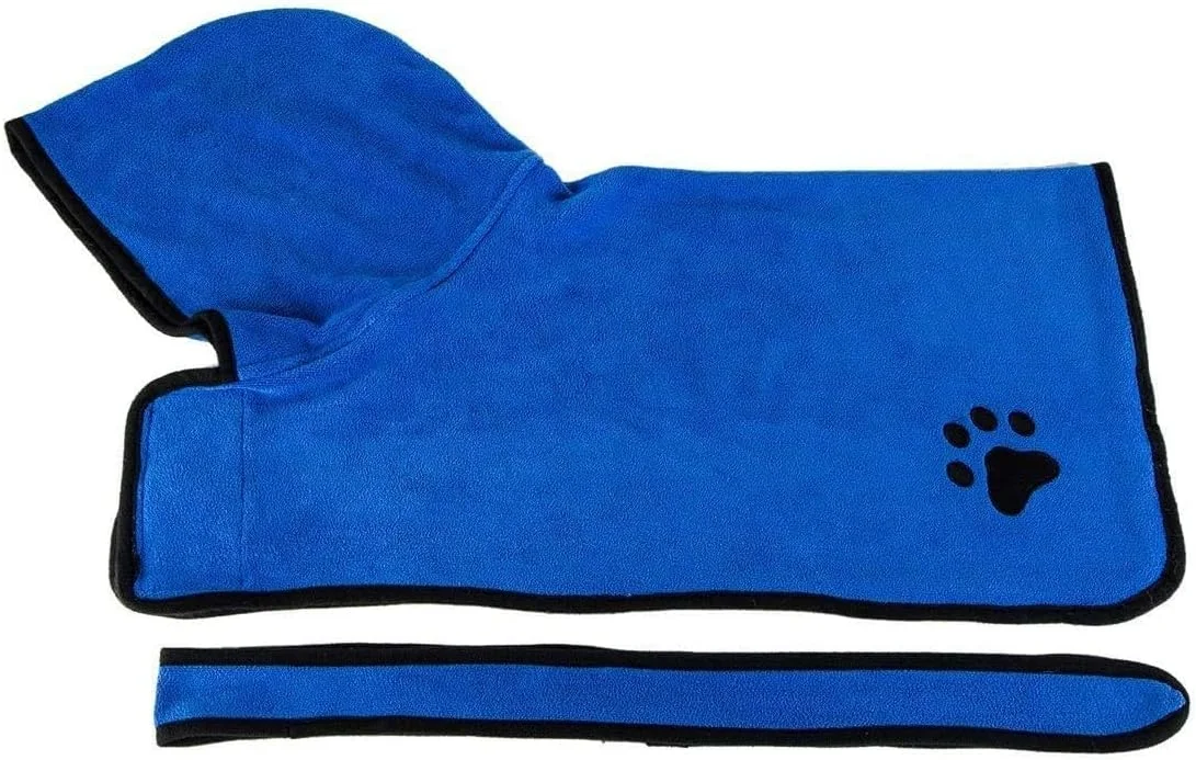 Lovey Beauty Dog Bathrobe Soft Super Absorbent Microfiber Dog Quick Drying Towel Robe with Hood/Belt (Large:back length 23.6") Lovey Beauty Dog Bathrobe Soft Super Absorbent Microfiber Dog Quick Drying Towel Robe with Hood/Belt (Large:back length 23.6")