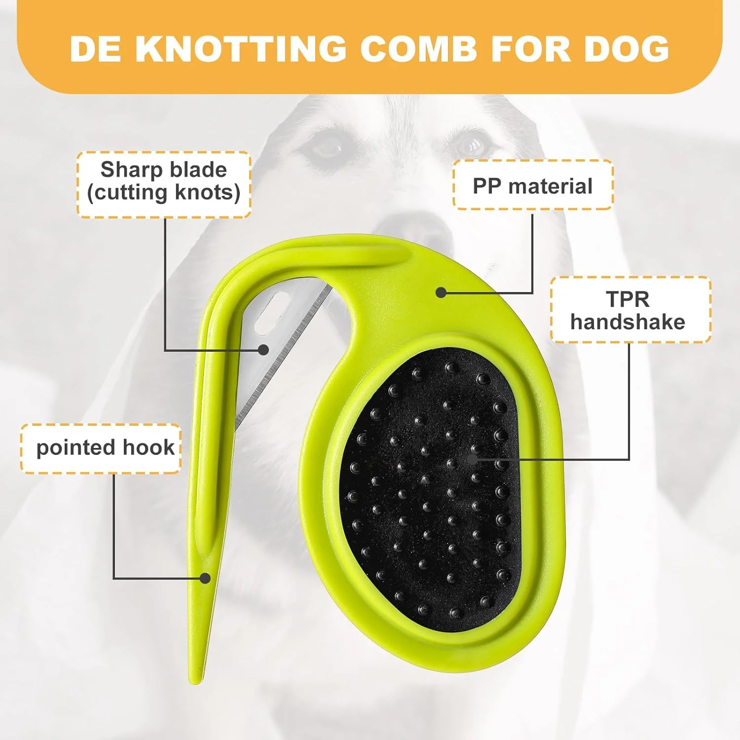 ست 2 عددی باز کننده گره موی حیوانات خانگی، شانه برش گره گربه، ابزار تقسیم موی حیوانات خانگی، لوازم جانبی با دستگیره ضد لغزش برای از بین بردن گره ها، مناسب برای استفاده در سالن های آرایشی و منزل