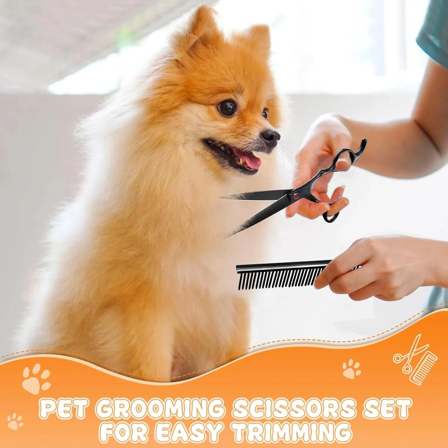 مجموعه قیچی آرایشگری حرفه ای سگ جافیوست، قیچی های تکه ای 7 اینچی برای سگ، قیچی های منحنی آرایشگری سگ