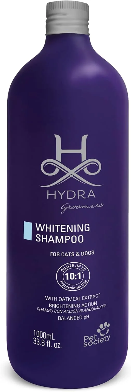 شامپو سفید کننده حرفه ای سگ و گربه H HYDRA GROOMERS، شامپو سفید کننده حیوانات خانگی برای خز یا موهای روشن، کاهش دهنده رنگ زرد و لکه ها