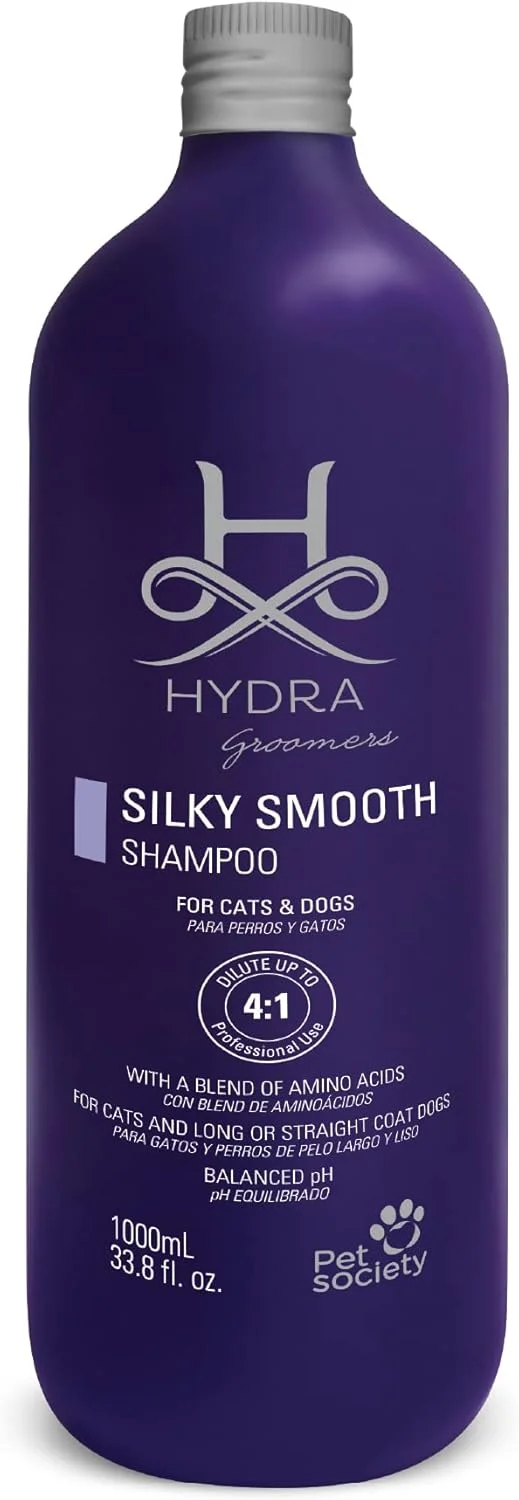 شامپو ابریشمی کننده H HYDRA GROOMERS، شامپو حیوانات خانگی ممتاز برای سگ ها و گربه ها، توانایی جذب رطوبت پوشش را افزایش می دهد، وز شدن را کاهش می دهد و موها را تقویت می کند، پوششی ابریشمی و براق می بخشد - 1 لیتر