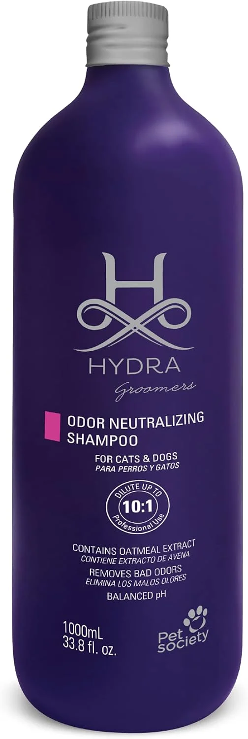 شامپو خنثی کننده بوی حرفه ای H HYDRA GROOMERS برای سگ ها و گربه ها، شامپو حیوانات خانگی برای از بین بردن بو، مناسب برای همه نژادها و انواع مو