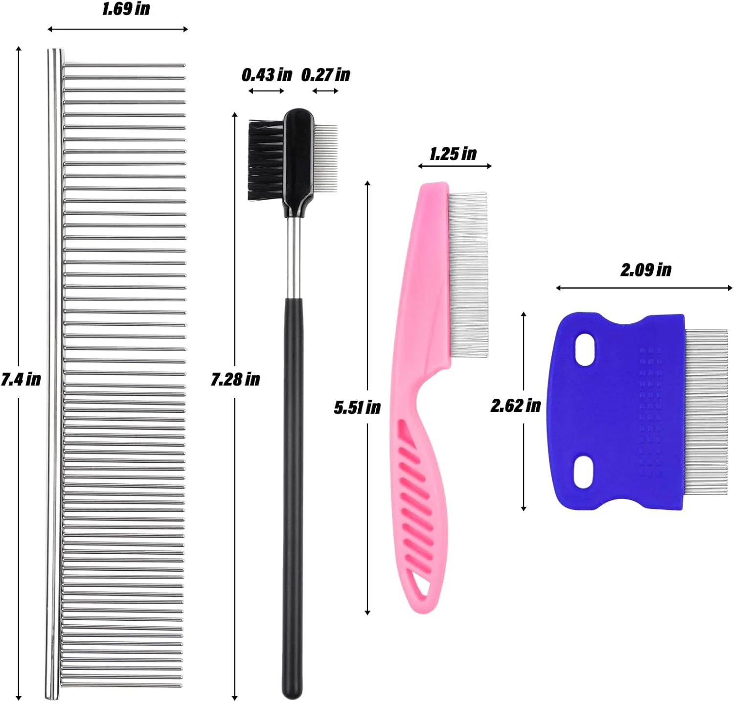 ست 4 عددی شانه حیوانات خانگی، شانه فلزی برای سگ و گربه کوچک، برس نظافت برای صاف کردن موهای اطراف چشم، از بین بردن ملایم پوسته ها، گره خوردگی و گره ها
