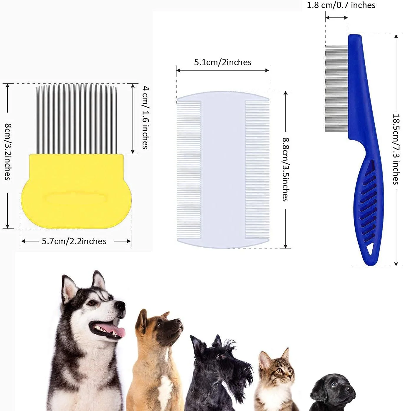 ست 6 عددی شانه کک برای گربه و سگ، ست شانه نظافت دندانه ریز برای رفع گره خوردگی، پاک کننده لکه اشک و کنه، شانه موی حیوانات خانگی استیل ضد زنگ برای حیوانات کوچک، ابزار تمیز کردن شپش و شوره سر ست 6 عددی شانه کک برای گربه و سگ، ست شانه نظافت دندانه ریز برای رفع گره خوردگی، پاک کننده لکه اشک و کنه، شانه موی حیوانات خانگی استیل ضد زنگ برای حیوانات کوچک، ابزار تمیز کردن شپش و شوره سر