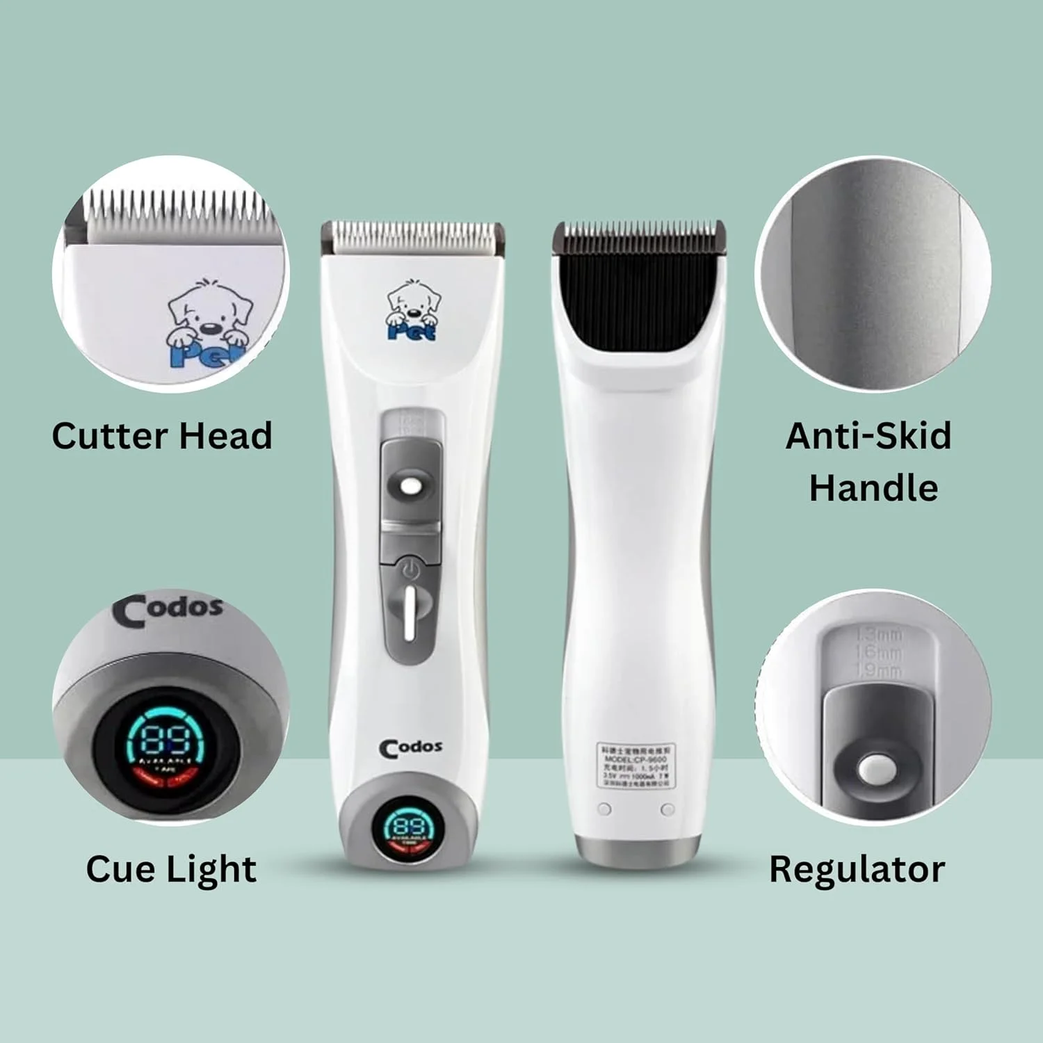 ماشین اصلاح موی سگ و گربه فودی پاپی مدل Codos CP-9600 با صفحه نمایش LCD، تریمر برقی قابل شارژ