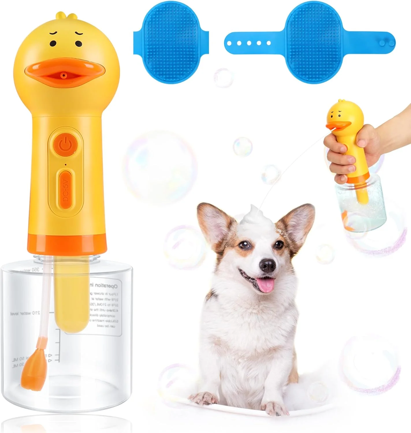 دستگاه صابون فوم ساز اتوماتیک سگ FERRISA با برس حمام، اسکرابر برای لوازم حمام، دکمه شانه لاستیکی سیلیکونی برای ایجاد سریع فوم متراکم برای نظافت سگ و گربه های مو بلند و کوتاه دستگاه صابون فوم ساز اتوماتیک سگ FERRISA با برس حمام، اسکرابر برای لوازم حمام، دکمه شانه لاستیکی سیلیکونی برای ایجاد سریع فوم متراکم برای نظافت سگ و گربه های مو بلند و کوتاه