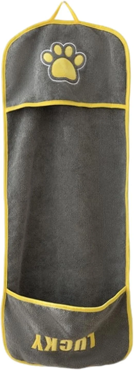 حوله خشک کن سگ، حوله جاذب سگ با جیب های دستی | لوازم حمام حیوانات خانگی برای نژادهای کوچک، متوسط و بزرگ، توله سگ و گربه، خشک کردن سریع، ماساژ، تمیز کردن، نظافت، حمام