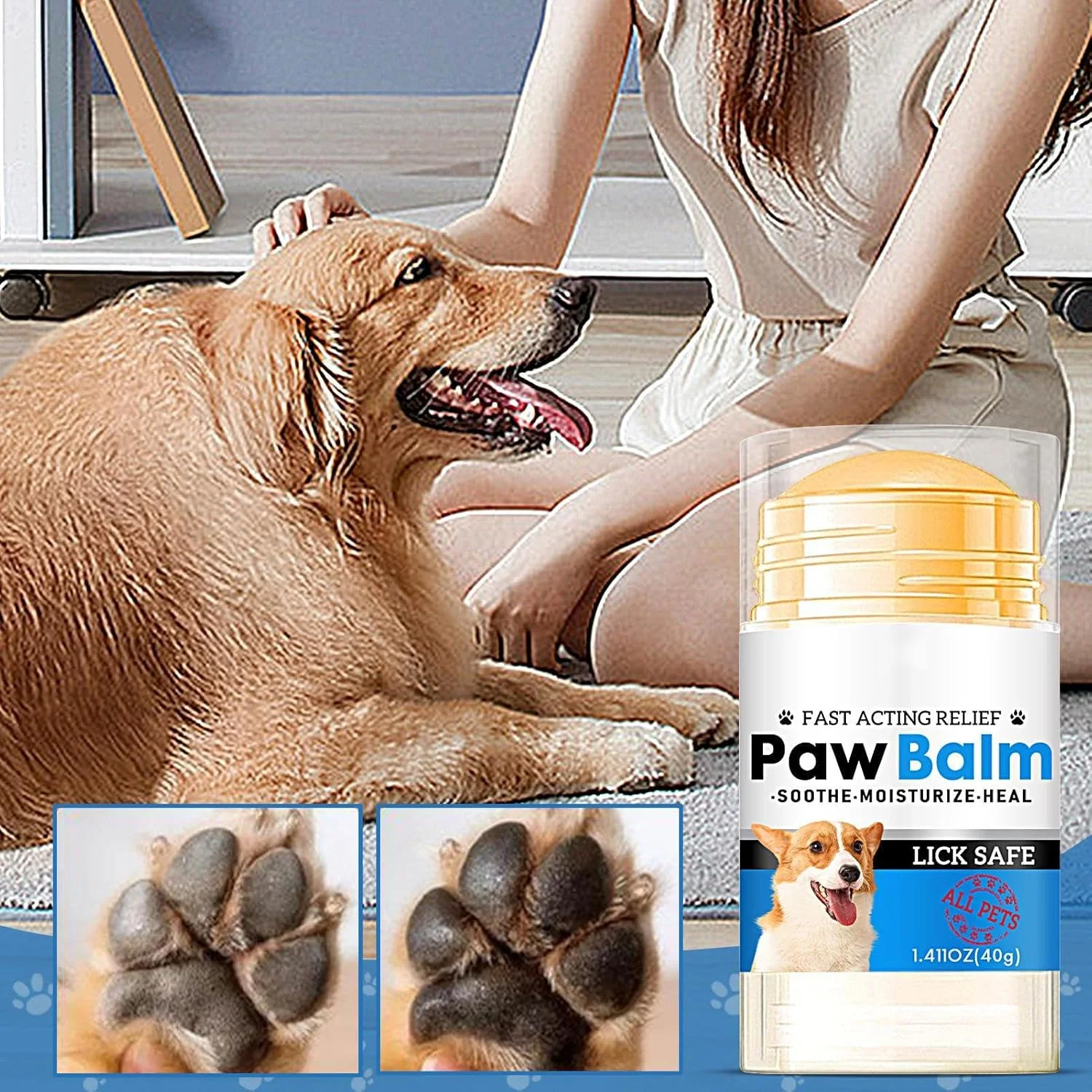 بالم پنجه سگ، کرم مغذی 40 گرمی | محافظت کره پنجه سگ | برای تمام نژادها مراقبت در تمام طول سال از ترک خوردگی، خشکی، برف، یخ، نمک، پیاده رو داغ، زمین های ناهموار و زمستان جلوگیری می کند