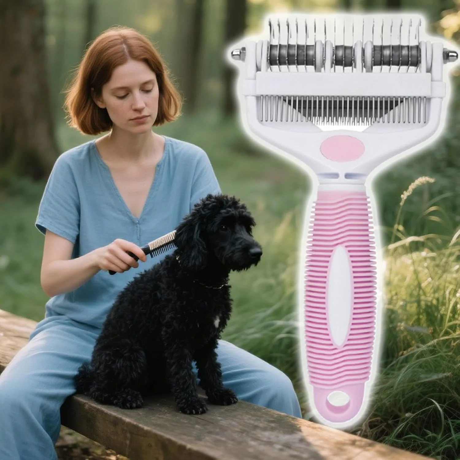 شانه سگ - ابزار از بین بردن گره موهای بلند | ابزار نظافت چند منظوره ضد لغزش برای تمیز کردن ریزش مو بچه گربه توله سگ خانه - حمام مسافرت - داخل خانه