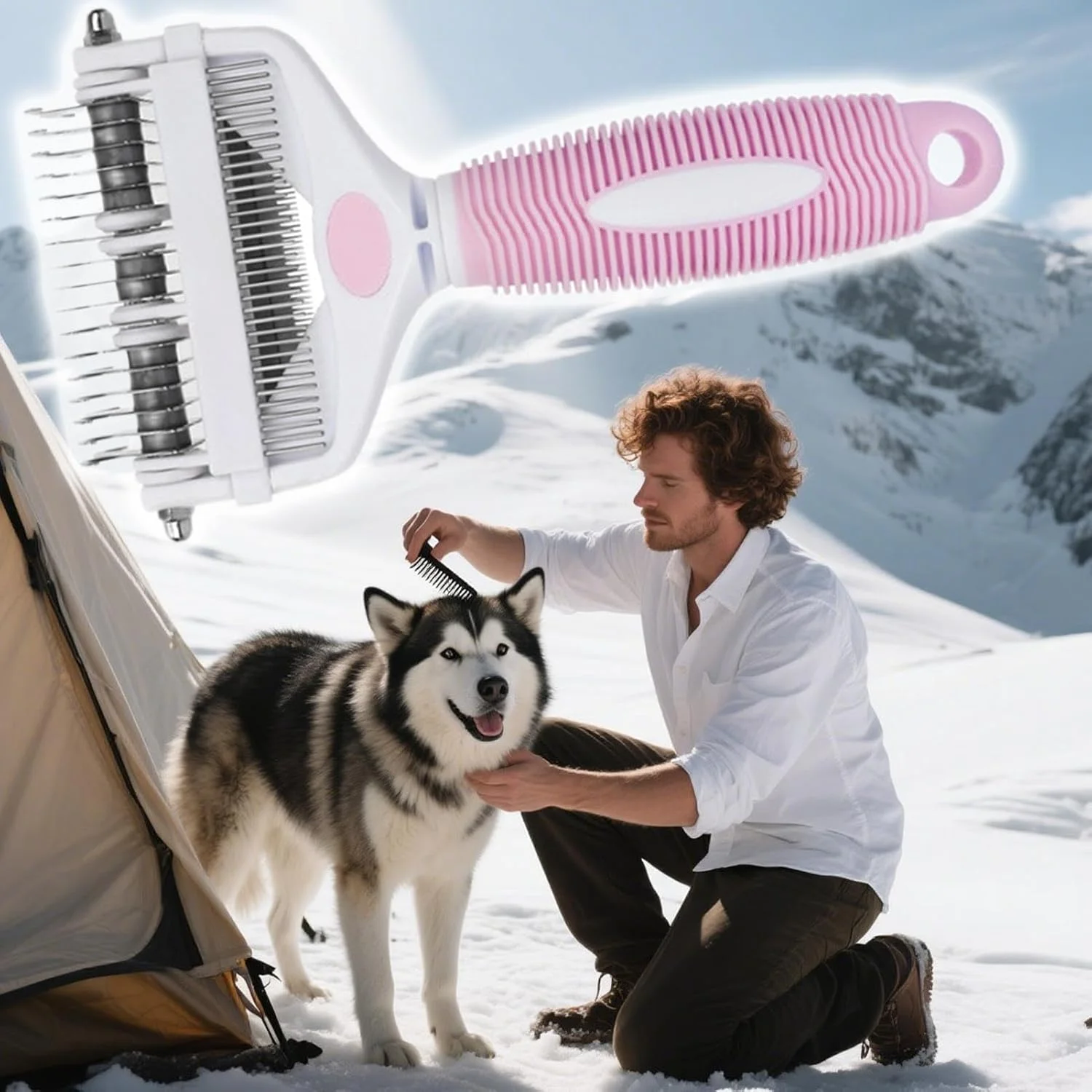 شانه سگ - ابزار از بین بردن گره موهای بلند | ابزار نظافت چند منظوره ضد لغزش برای تمیز کردن ریزش مو بچه گربه توله سگ خانه - حمام مسافرت - داخل خانه