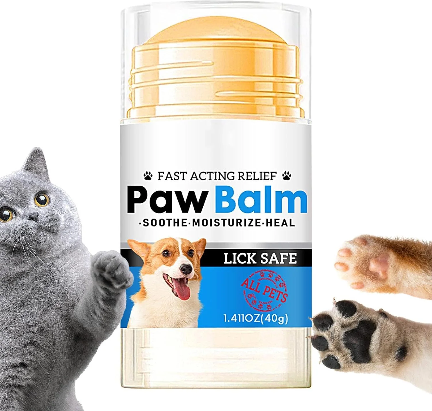 بالم پنجه سگ، 40 گرم، طبیعی و با عملکرد سریع | کره محافظ پنجه | برای مراقبت در تمام طول سال از همه نژادها، از ترک خوردن، خشکی، برف، یخ، نمک، پیاده رو داغ، زمین های ناهموار و زمستان جلوگیری می کند