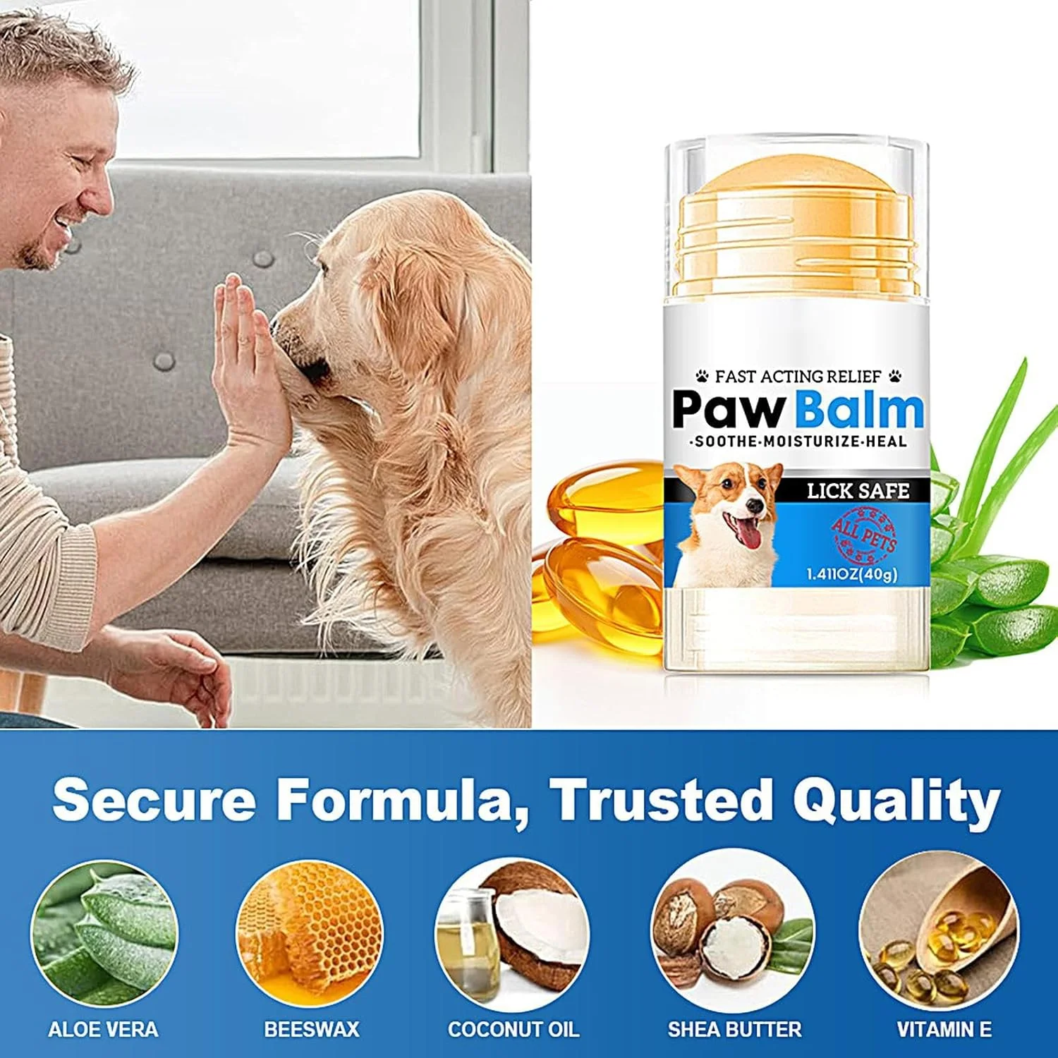 کرم مراقبت از پنجه سگ - بالم طبیعی 40 گرمی برای همه نژادها - کره محافظ پنجه - برای مراقبت در تمام طول سال از همه نژادها، جلوگیری از ترک خوردگی، خشکی، برف، یخ، نمک، آسفالت داغ و زمین های ناهموار در زمستان