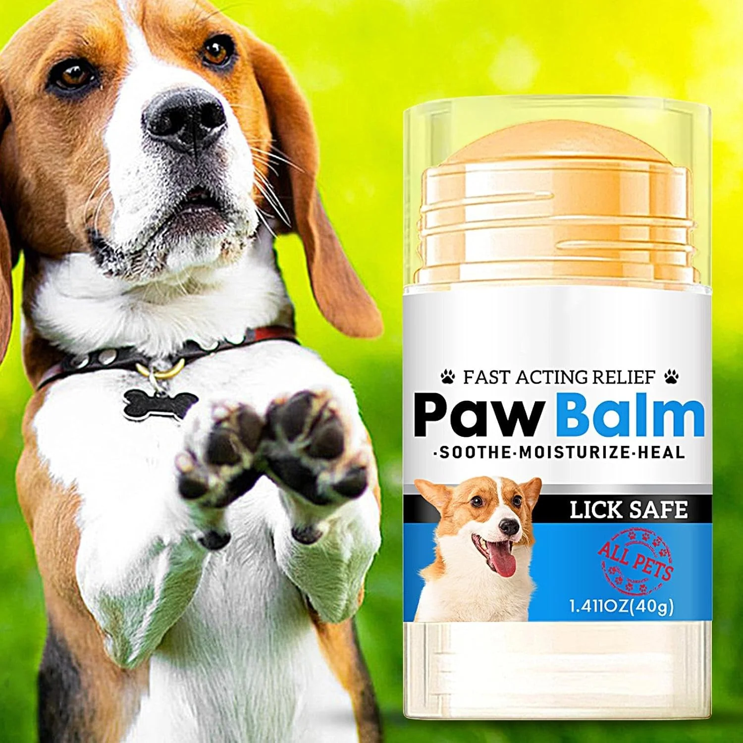 کرم مراقبت از پنجه سگ - بالم طبیعی 40 گرمی برای همه نژادها - کره محافظ پنجه - برای مراقبت در تمام طول سال از همه نژادها، جلوگیری از ترک خوردگی، خشکی، برف، یخ، نمک، آسفالت داغ و زمین های ناهموار در زمستان