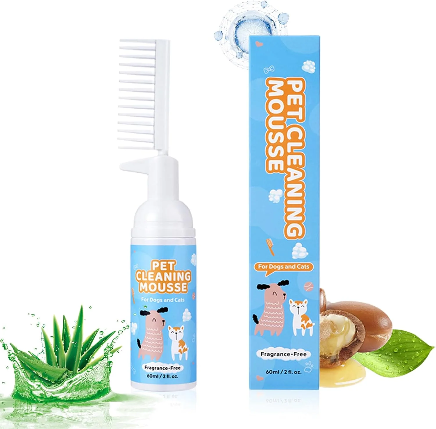 شامپو حیوانات خانگی برای سگ ها، دارای برس، بدون نیاز به شستشو - موس شامپو مو برای نظافت گربه و سگ، مناسب برای نژادهای کوچک، متوسط و بزرگ، حمام، کمپینگ، پناهگاه، مسافرت و خانه